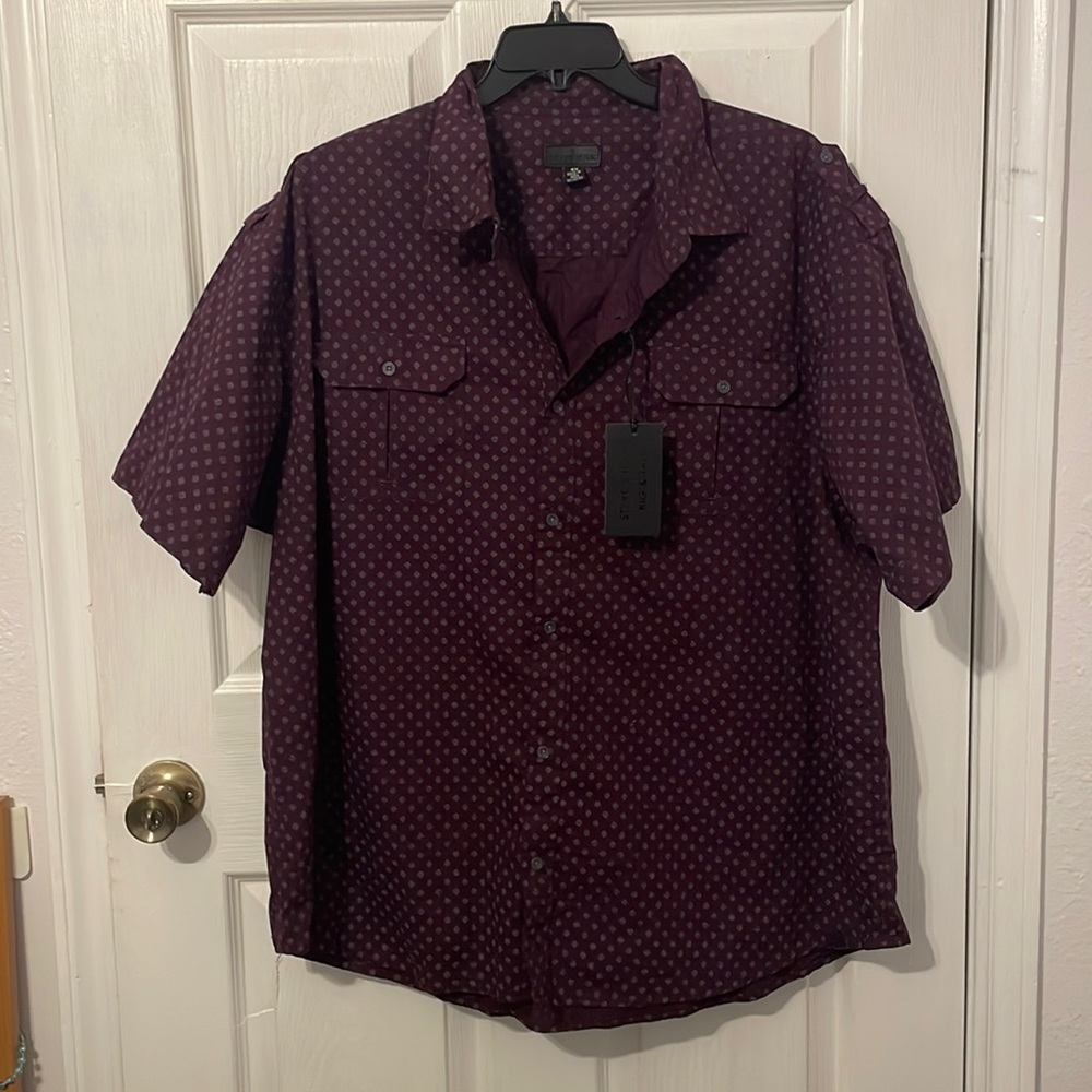 ⭐️Steve’s Jeans Burgundy Polka Dot Button Down Shirt